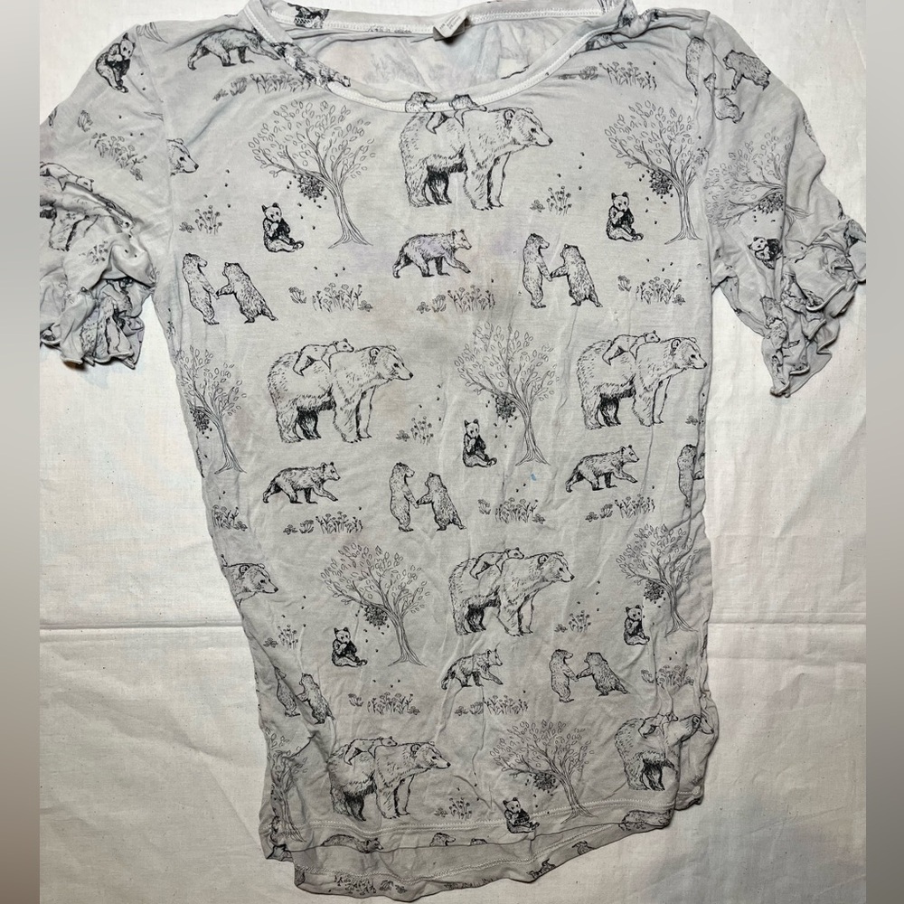 Light Gray Bear Print T-Shirt
